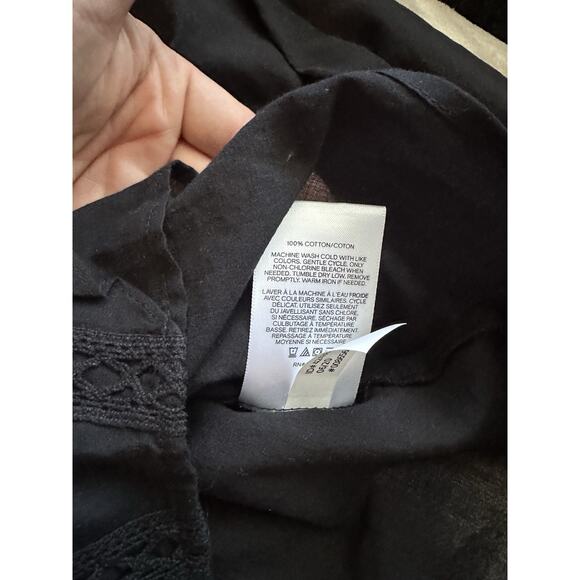 Express Black Lace Ruffle Long Sleeve Blouse XS NWT Cotton Romantic Top Emo - Picture 6 of 7